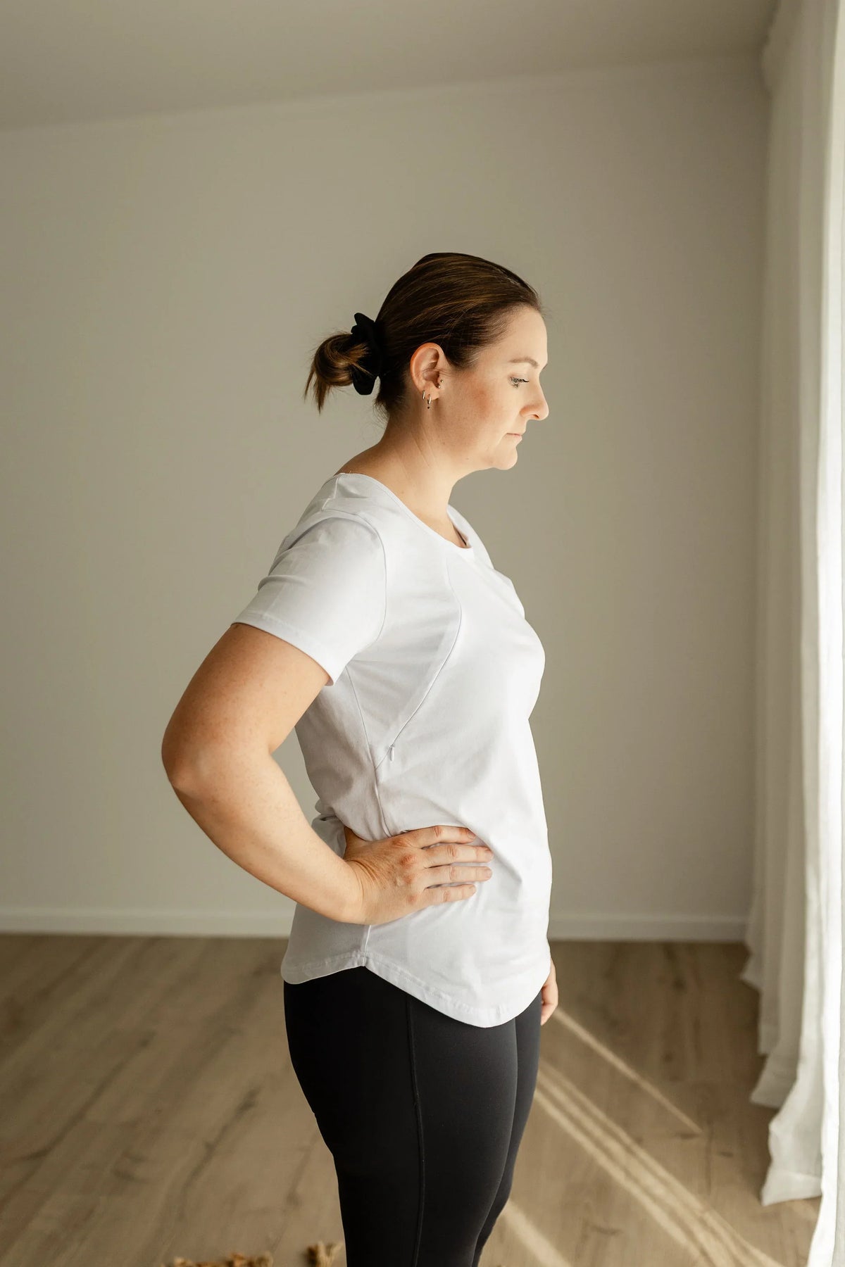 White Side Zip Breastfeeding Tshirt.