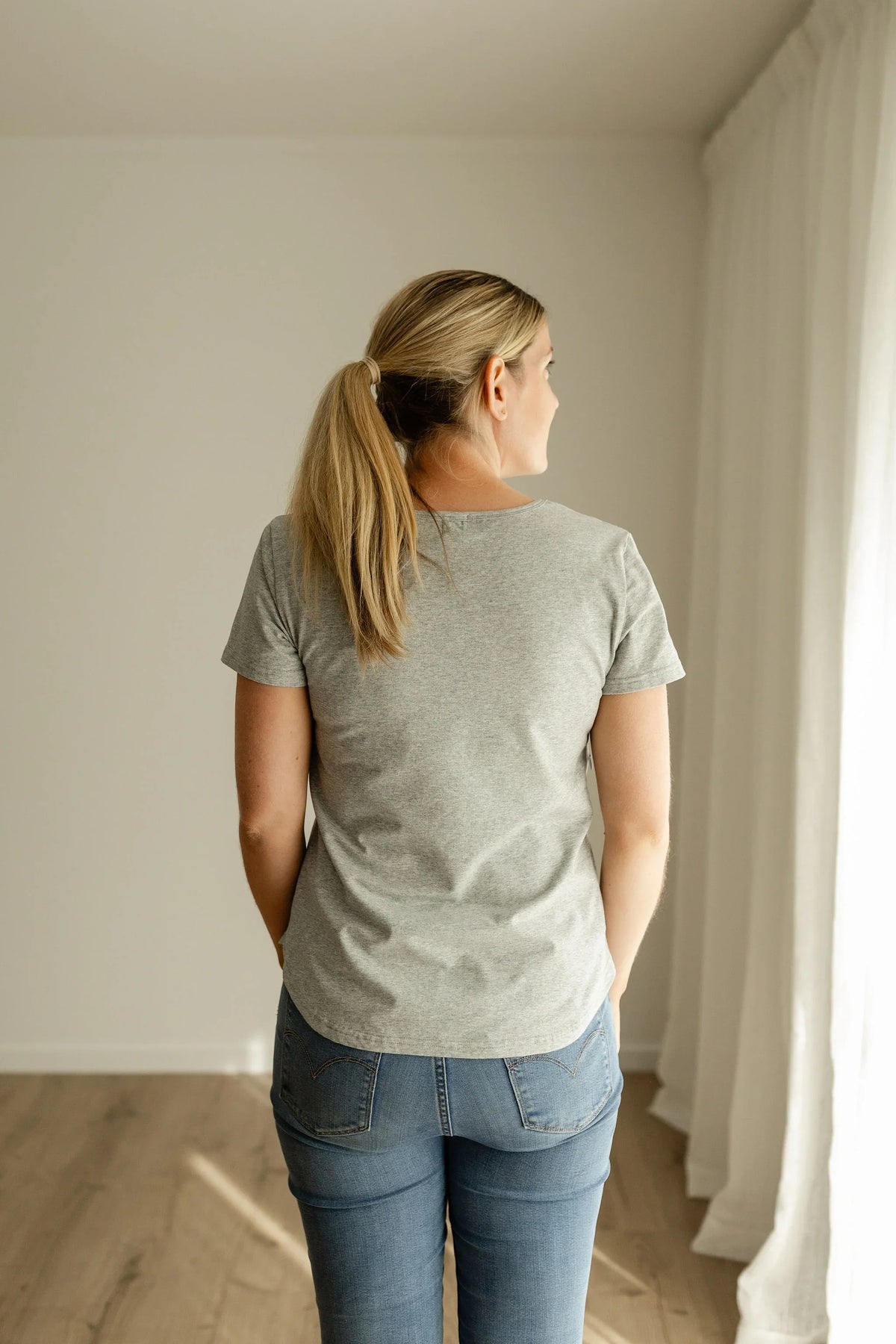 Grey Side Zip Breastfeeding Tshirt.