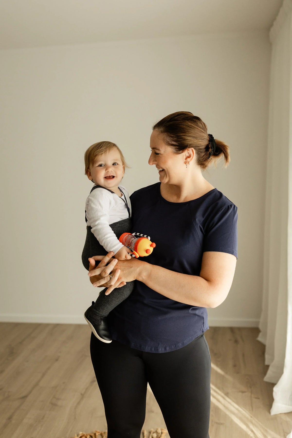 Navy Side Zip Breastfeeding Tshirt.