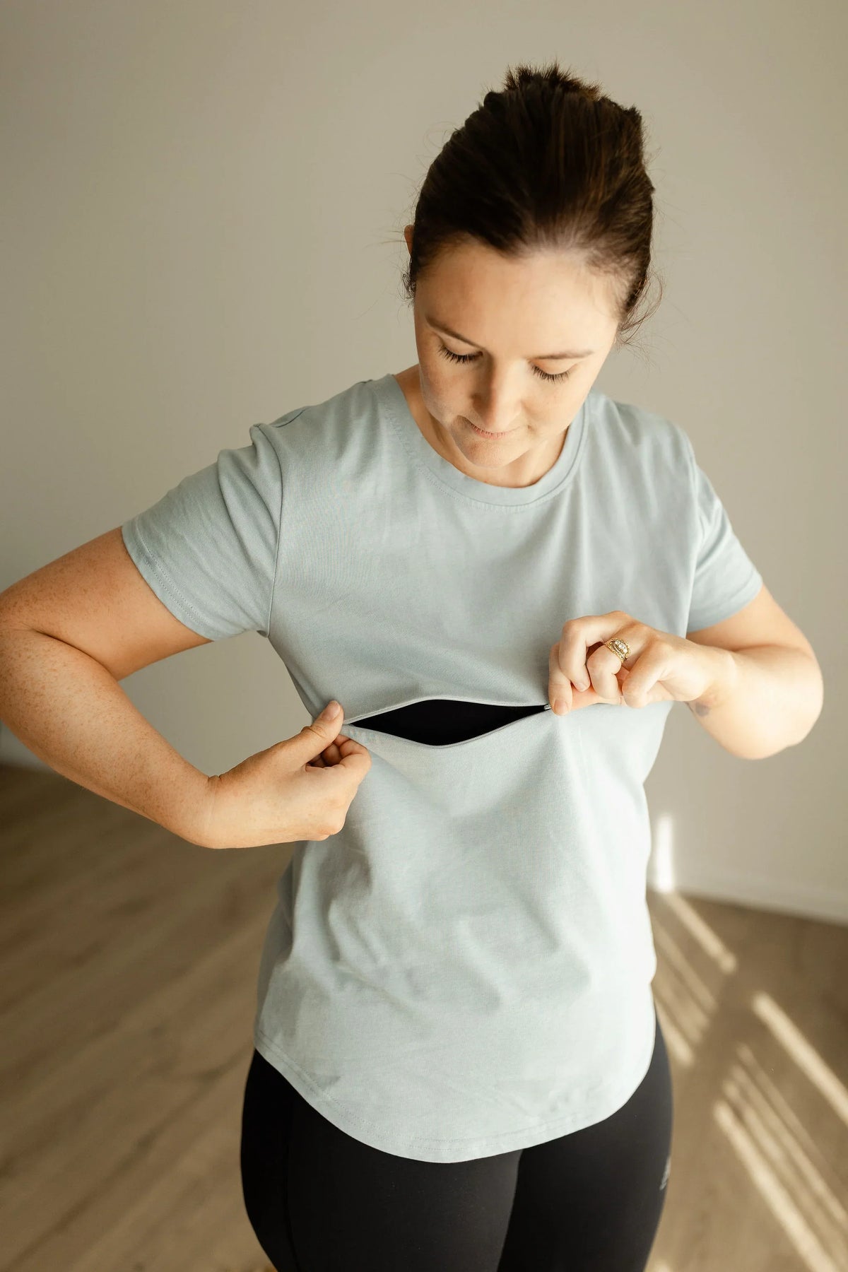 Essentials Front Zip Tee.