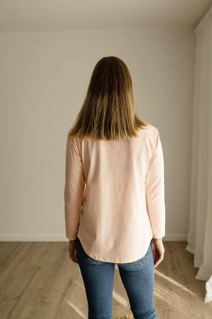 Breastfeeding Front Zip Long Sleeve Top Pink